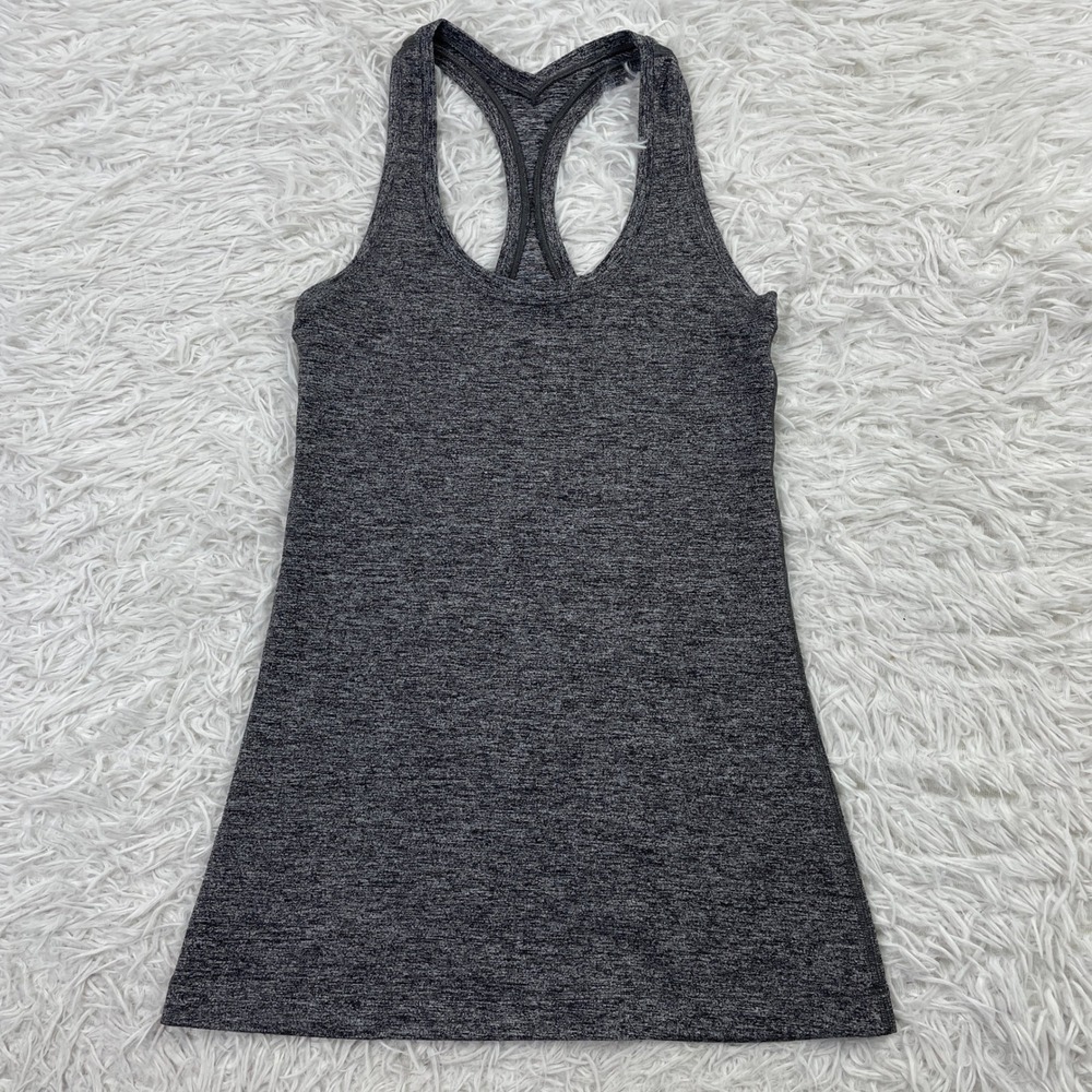 Lululemon Shirt Womens Extra Small Heathered Gray Cool Racerback Tank Top XS